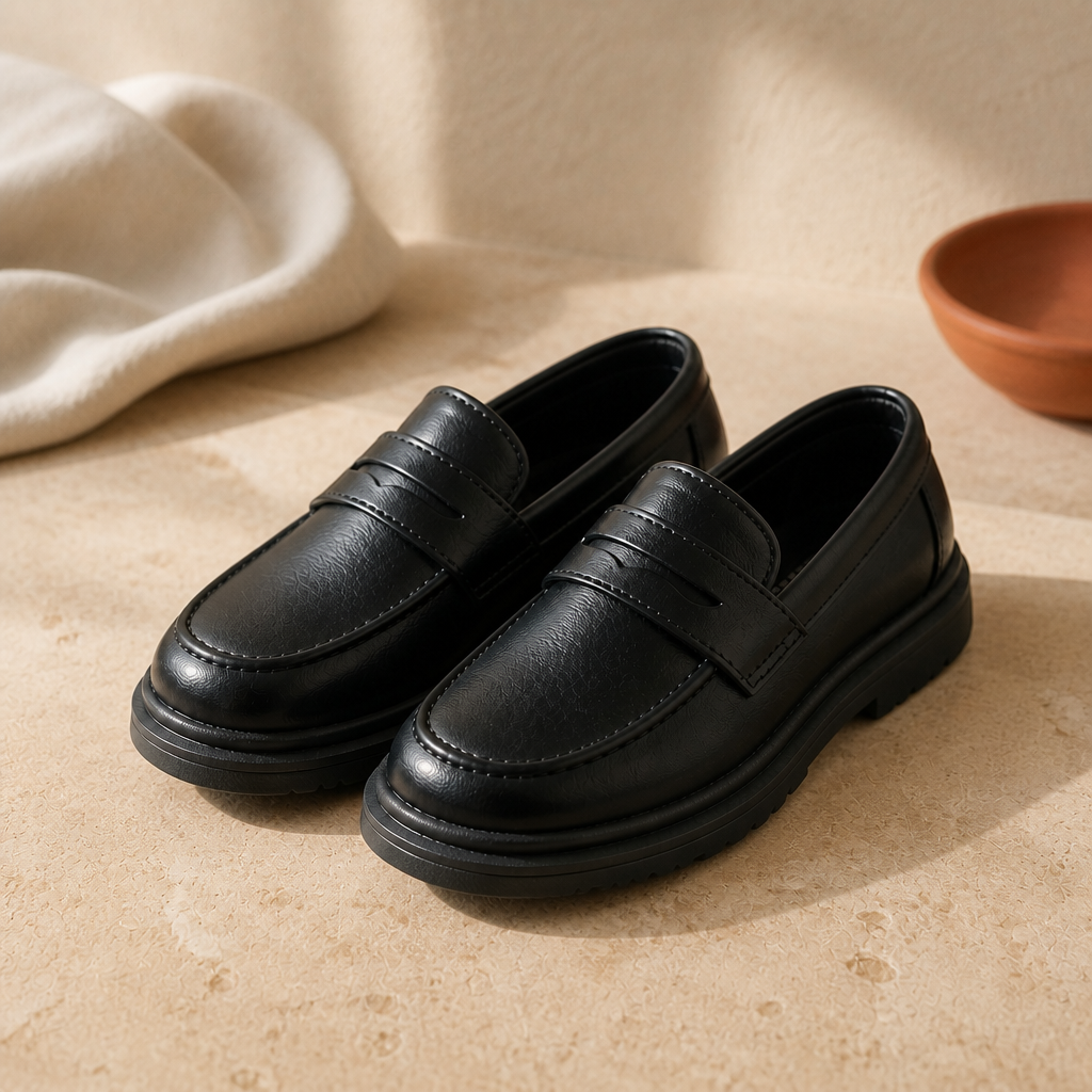 Britain Style Children's Leather Shoes for Boys 2025 Spring New Girls Retro Black Single Shoes Soft Moccasin Shoes for Children - image 1