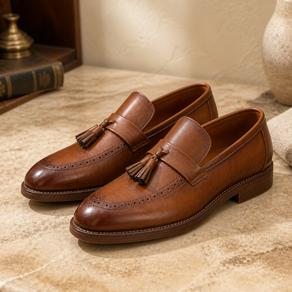Brock carved a slip-on foot small leather shoes male British Korean version of the trend Sue nightclub hairstylist pointed shoes - image 1