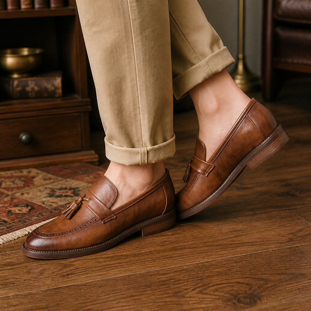 Brock carved a slip-on foot small leather shoes male British Korean version of the trend Sue nightclub hairstylist pointed shoes - image 2