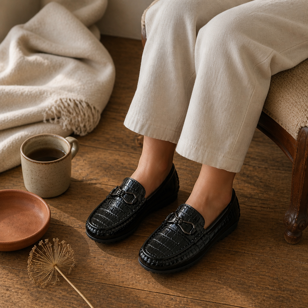 Boys Leather Shoes Round-toe Flat Soft Kids Fashion Casual Loafers Glossy Metal Buckle Children Moccasins Non-slip Britain Style - image 3