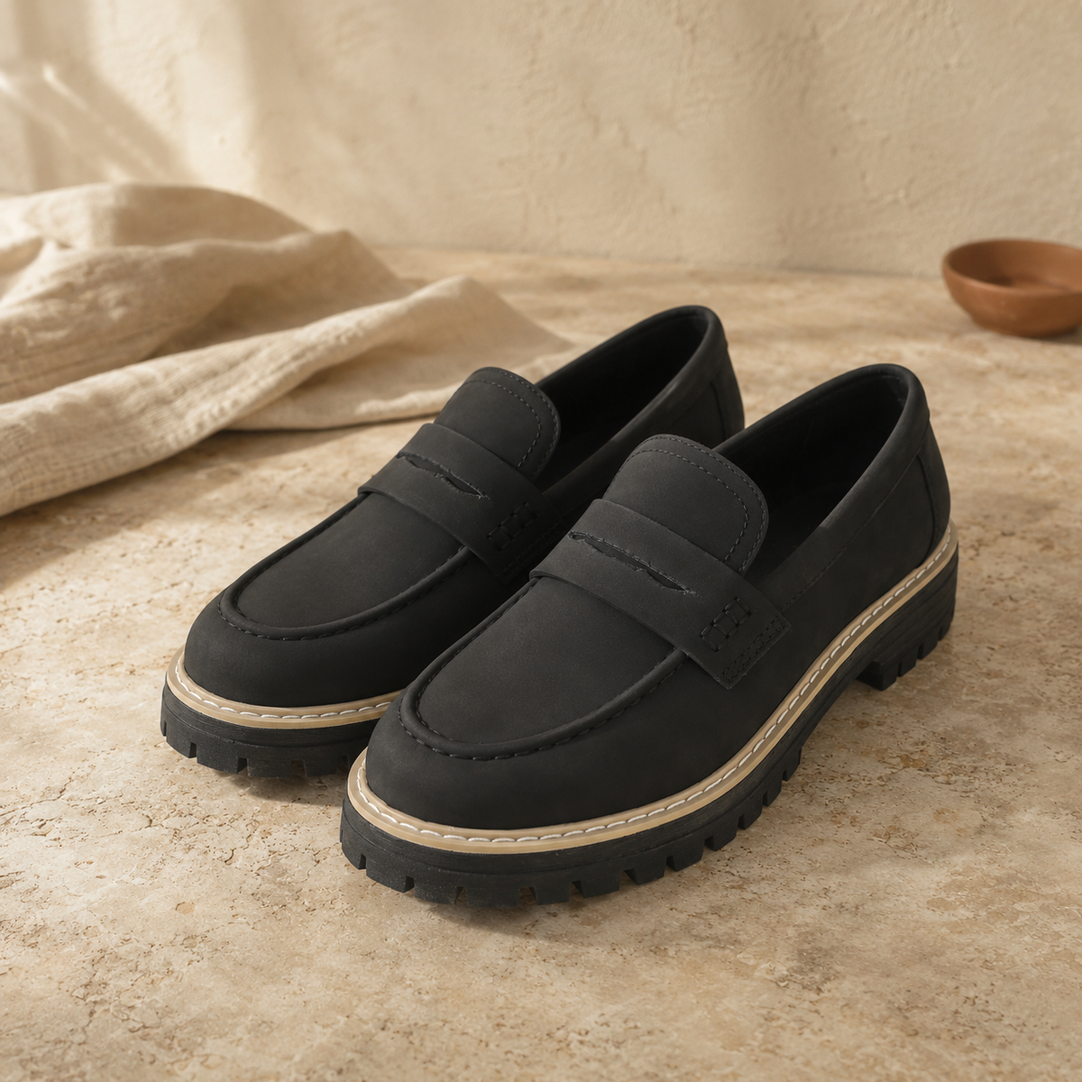 SIENNA — Brushed Leather Loafers