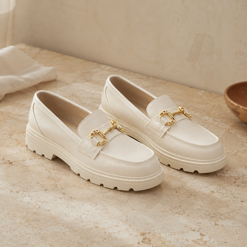 GOLDIE — Gold Buckle Loafers