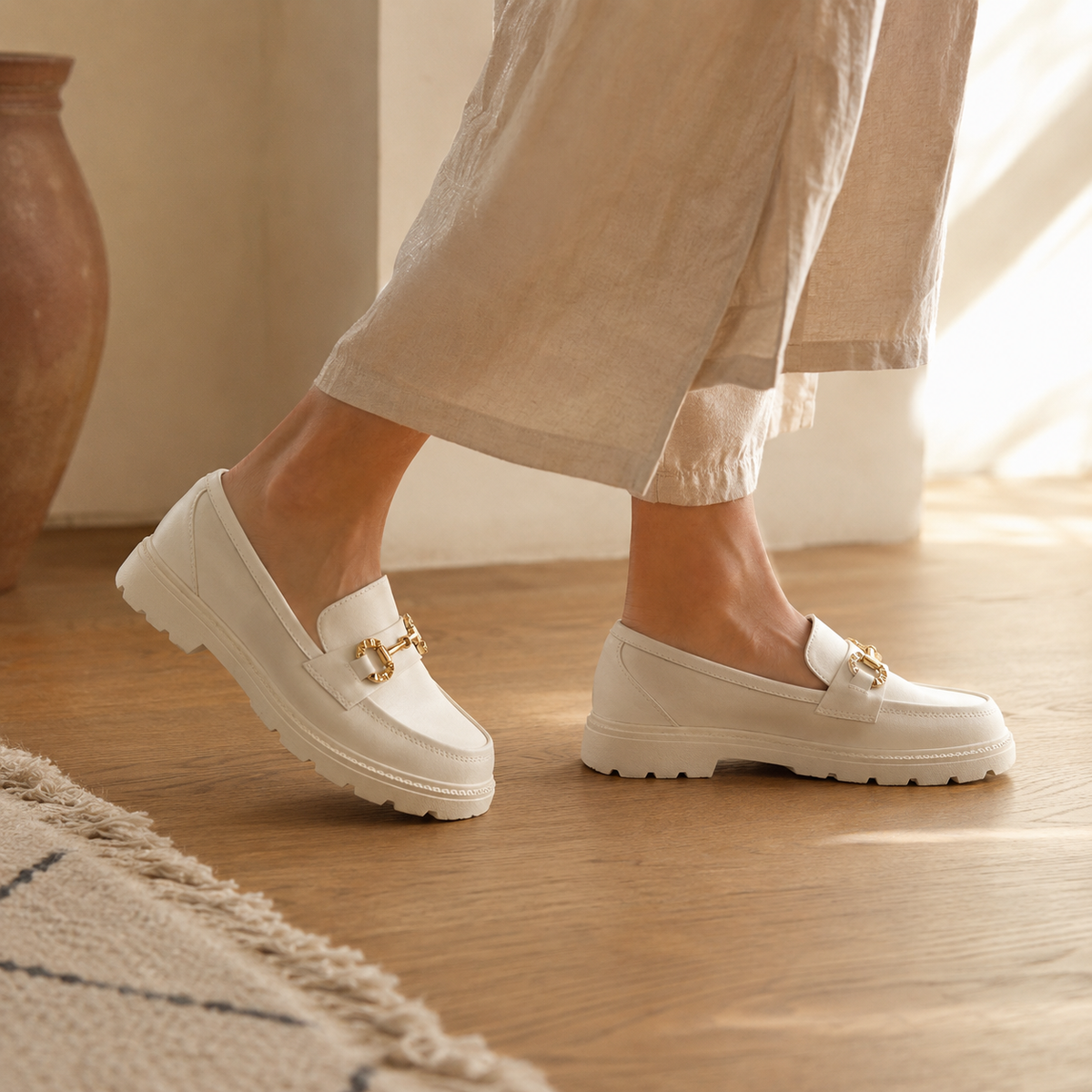 GOLDIE — Gold Buckle Loafers
