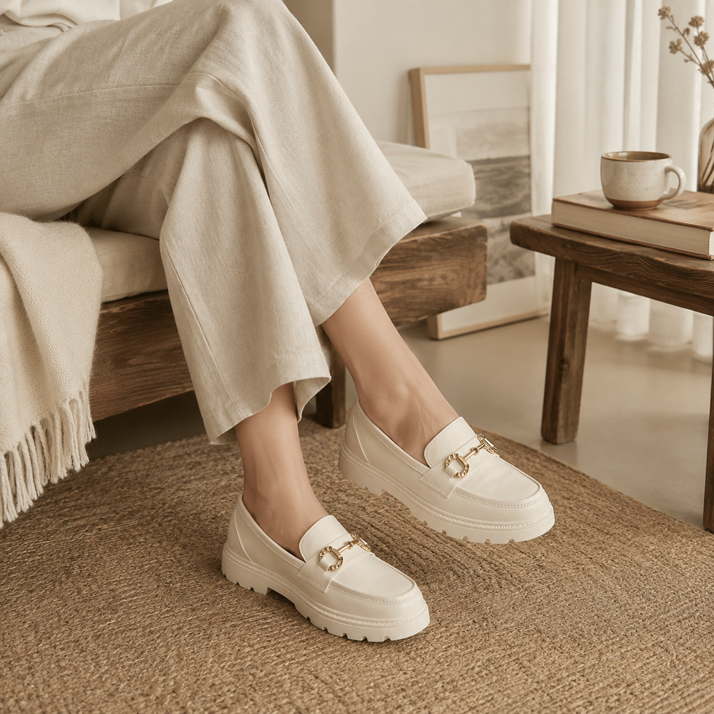 GOLDIE — Gold Buckle Loafers
