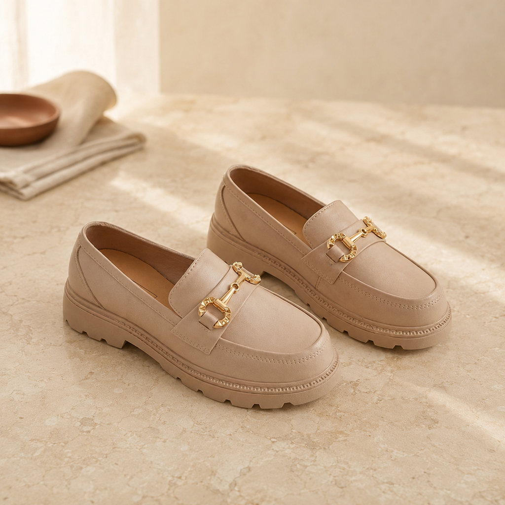 GOLDIE — Gold Buckle Loafers