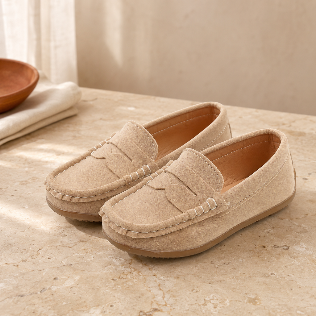 Kids Suede Loafers Boys Girls