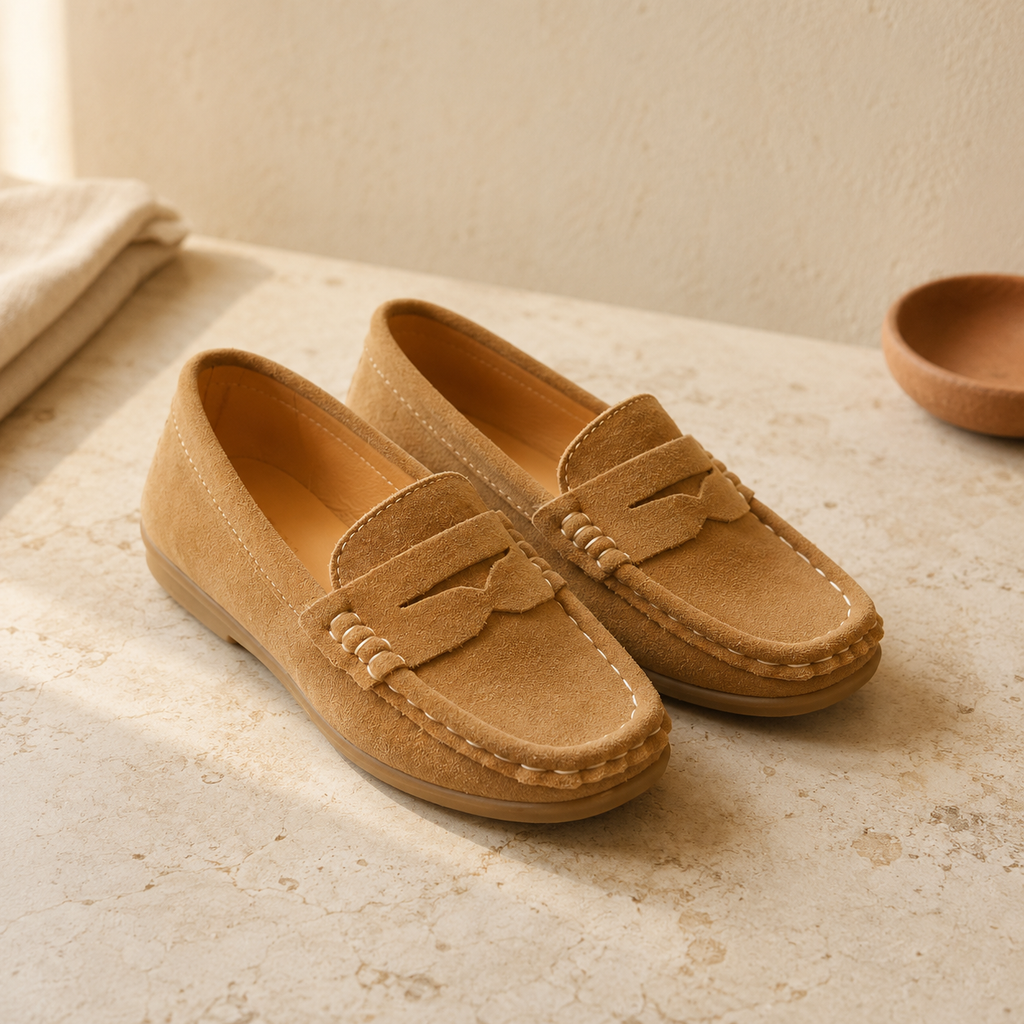 Kids Suede Loafers Boys Girls