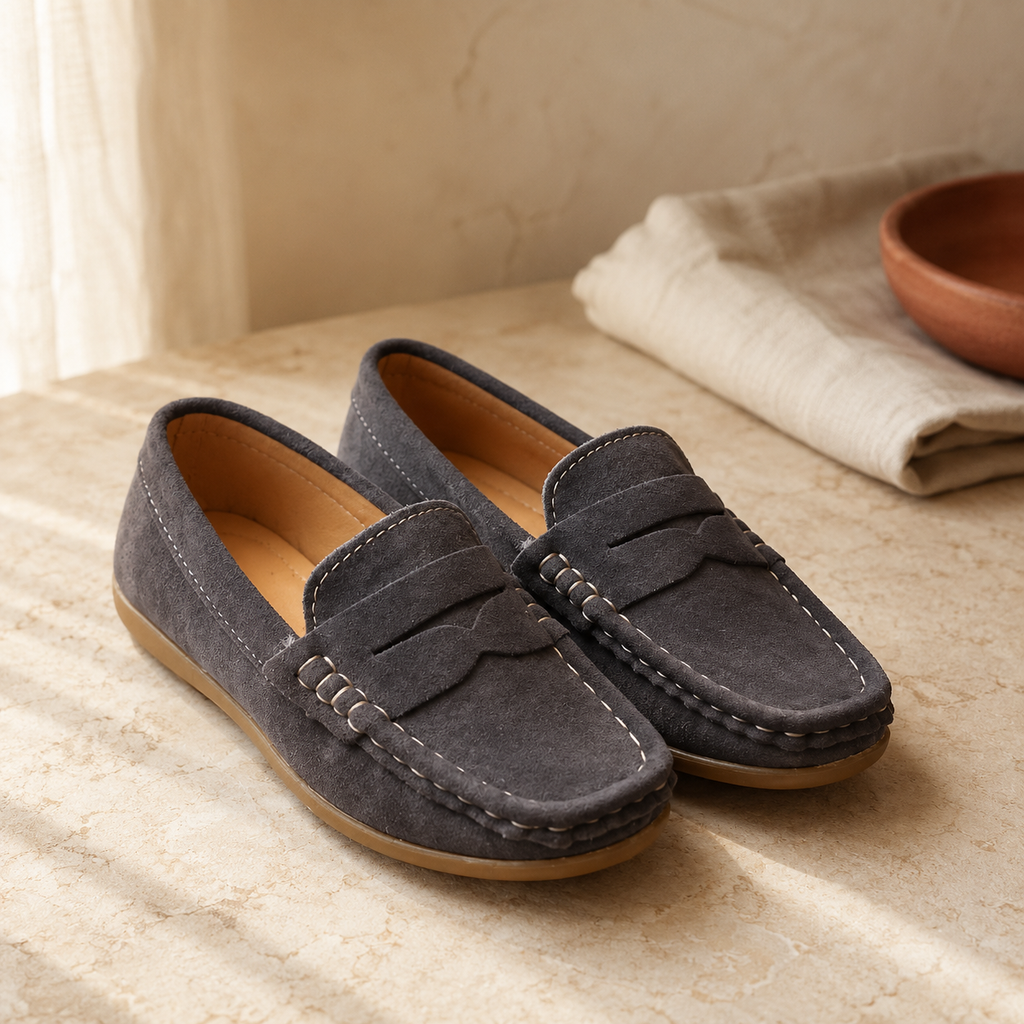 Kids Suede Loafers Boys Girls