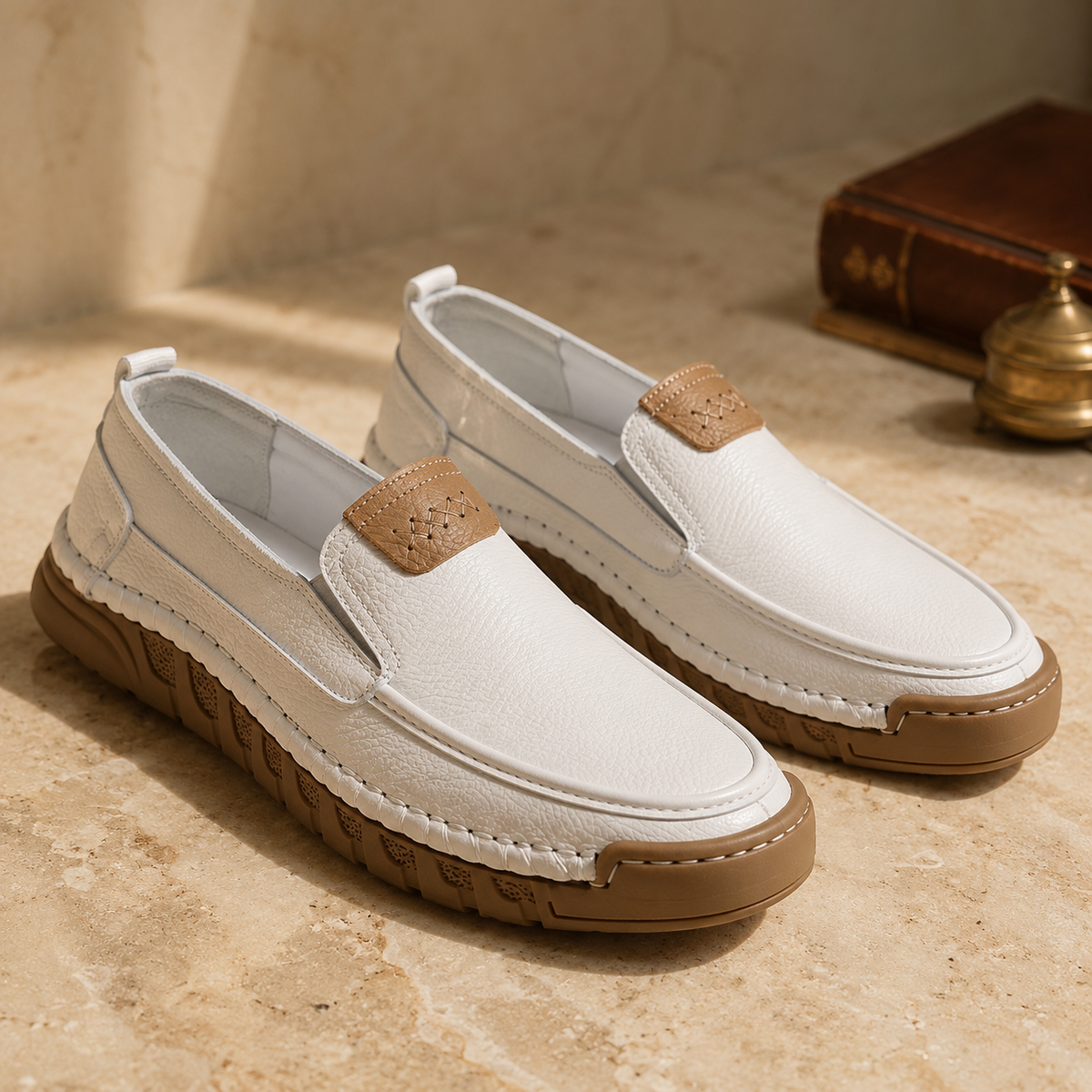 CORBIN — Black Leather Slip-Ons