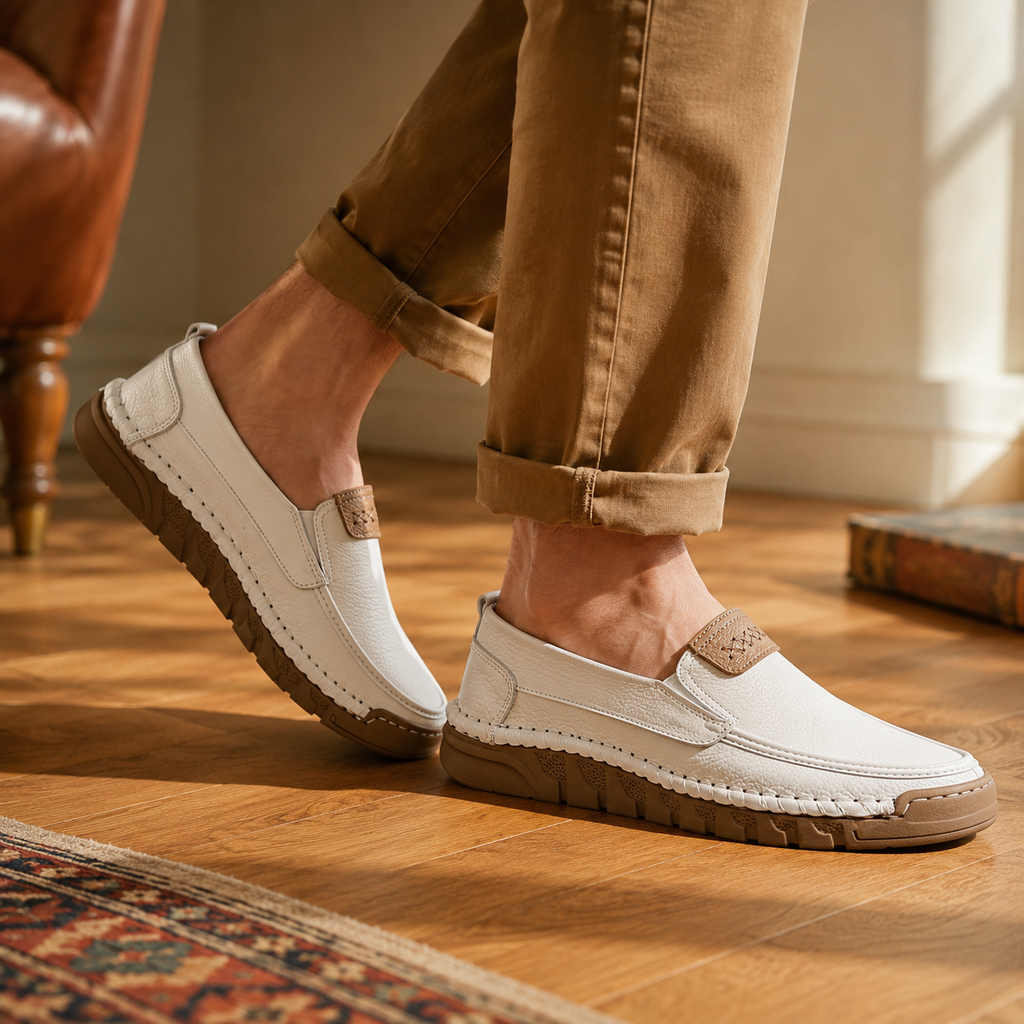 CORBIN — Black Leather Slip-Ons