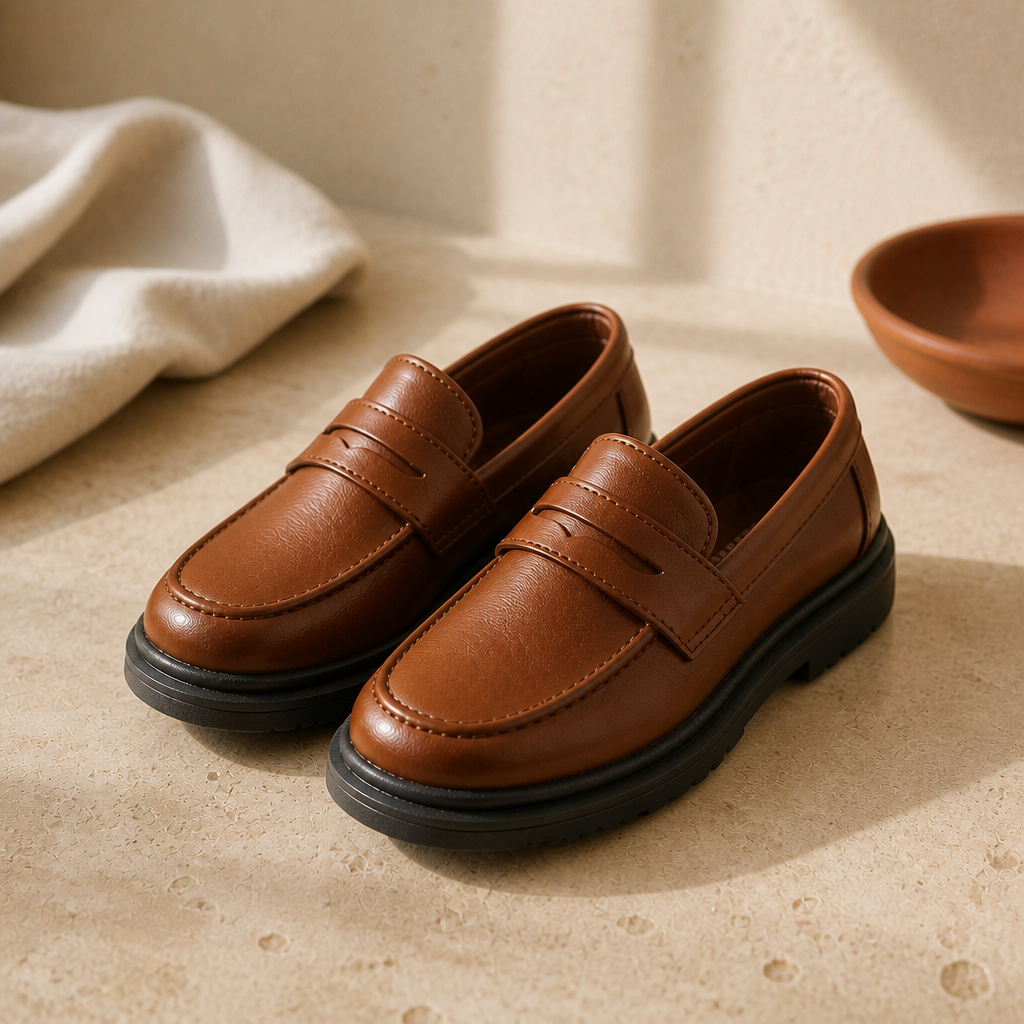 Britain Style Children's Leather Shoes for Boys 2025 Spring New Girls Retro Black Single Shoes Soft Moccasin Shoes for Children - image 5